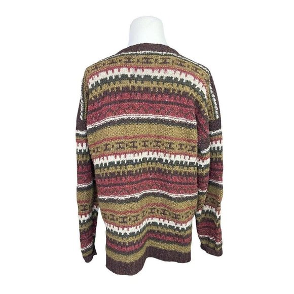 The J Peterman Company 100% Wool Nordic Fair Isle Brown Sweater XL - Picture 6 of 7